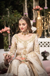 Eternal Elegance – Ivory & Gold Embroidered Bridal Ensemble